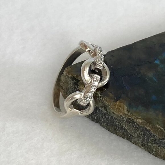 Silver Plated 8MM Cubic Zirconia Circle Bar Band Ring Size 8.75 - Picture 5 of 16